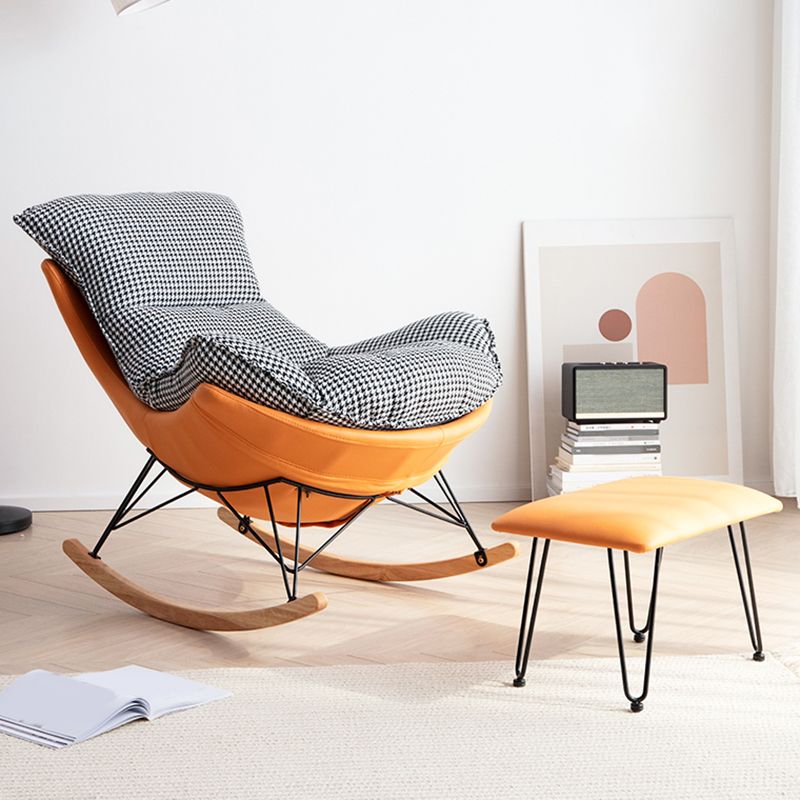 Modern Cushions Rocker Chair Metal Frame Spindle Rocker Chair with Ottoman