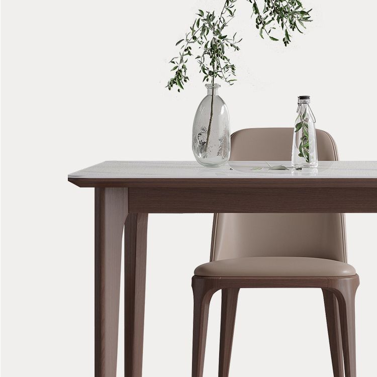Rectángulo 4 patas mesa de medio siglo color blanco mesa fija de piedra sinterizada