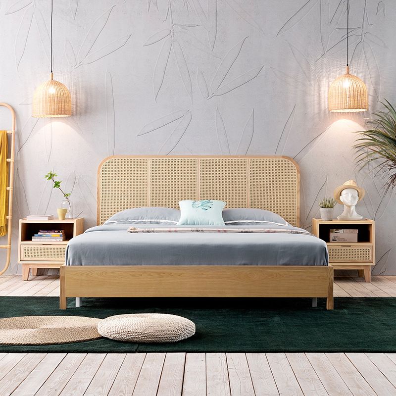 Wicker & Rattan Standard Bed Tropical Bed Frame With Custom Gold Legs
