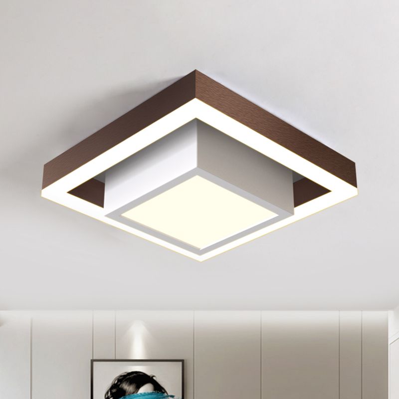 Luz de techo empotrada LED nórdica, accesorio de montaje empotrado pequeño cuadrado doble negro/dorado/café con pantalla acrílica para pasillo