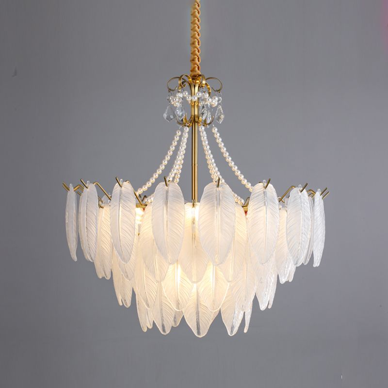 Gold Metal Chandelier Light Fixtures American Style Multi-Head Suspension Lamps for Living Room