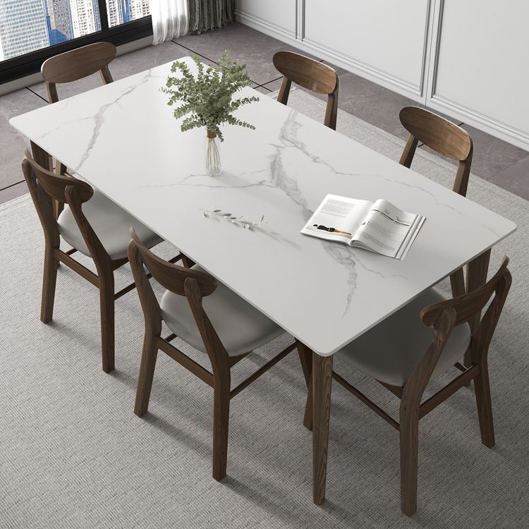 Modern 1/4/5/7 Pieces Furniture Stone Rectangle Dining Table Set in White