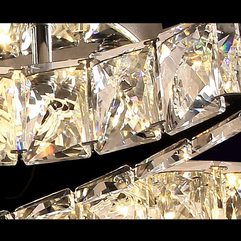 Plafonnier encastré en forme de larme de cristal, lumière LED encastrée moderne chromée pour le salon