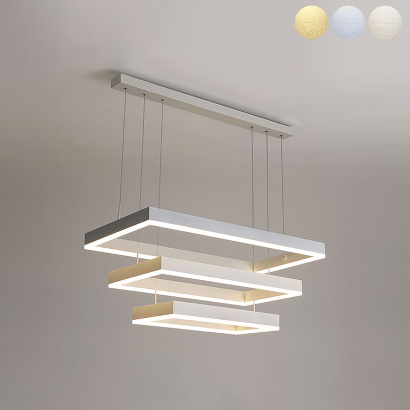 Moderne kroonluchters voor eetkamer Meerdere vierkanten Opgebroken verlichtingsarmaturen voor woonkamer