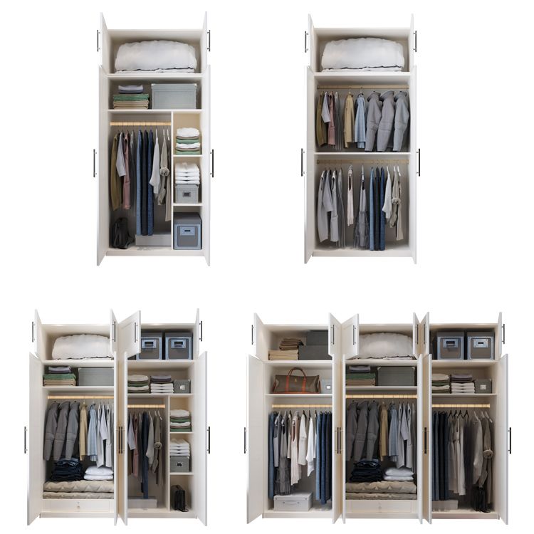 White Wardrobe Cabinet Engineered Wood Wardrobe Armoire for Home