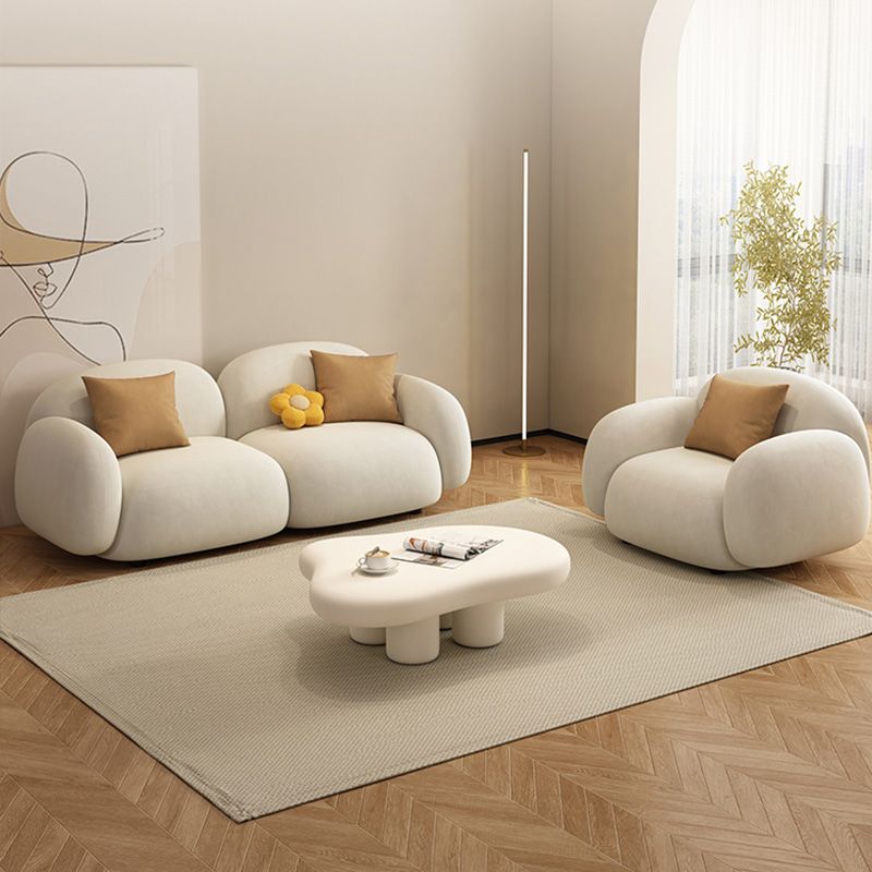 Modern Style Square Arm Sofa Living Room Apartment Seating in White
