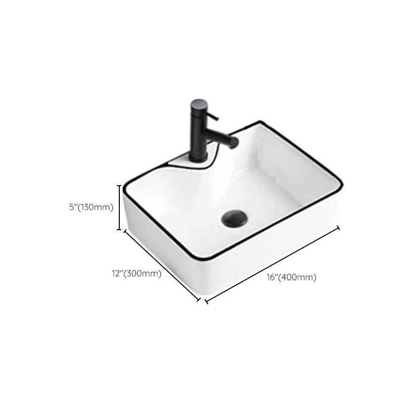 Contemporary Bathroom Sink Porcelain Rectangular Vessel Sink(Not Including Faucet)