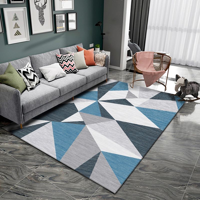 White Tone Simple Indoor Rug Polyester Geometric Print Rug Easy Care Area Rug for Home Decoration