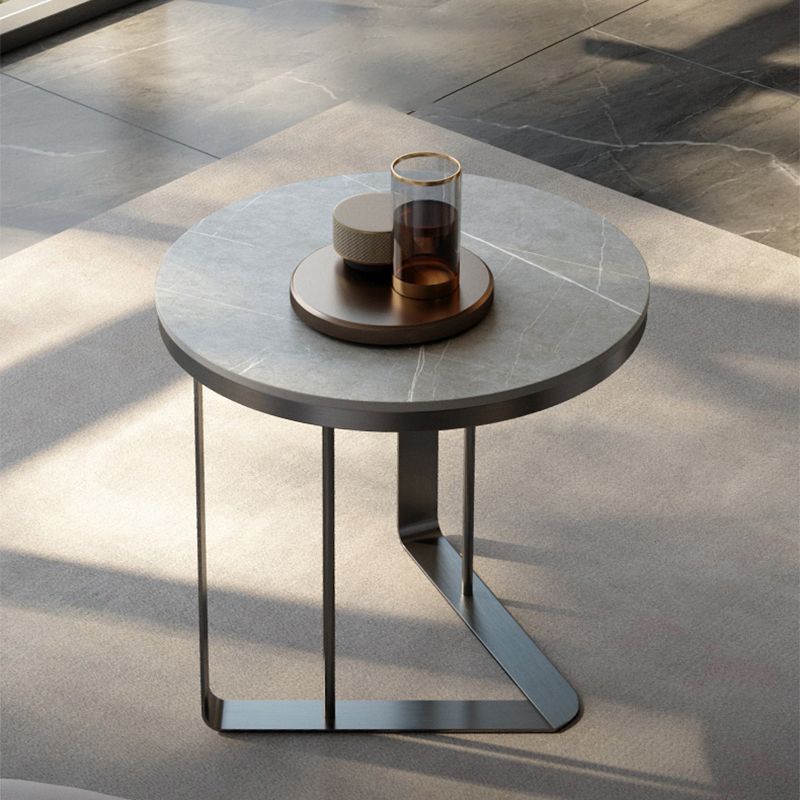 Mid-Century Round Slate Side Table Luxurious Pedestal End Table