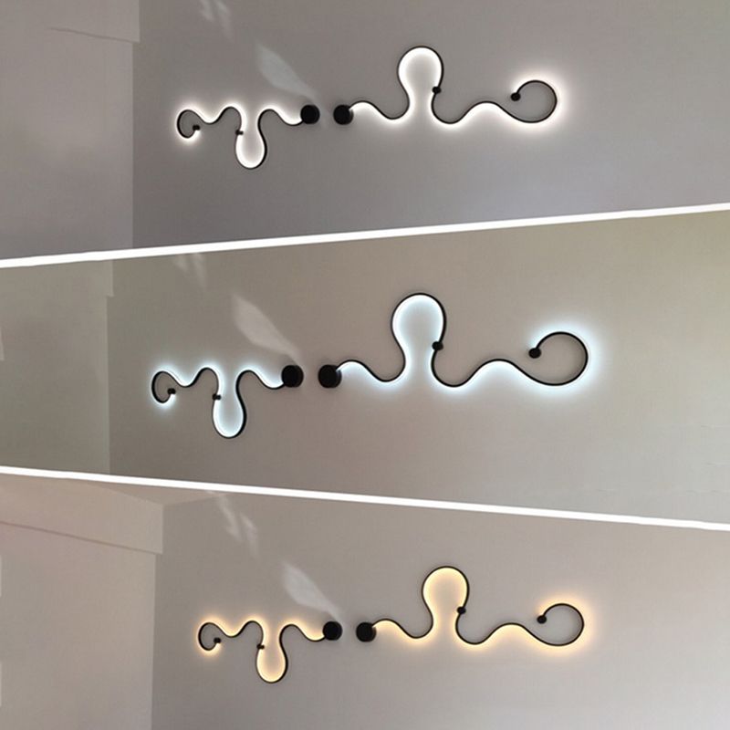 Sala de estar de cinta Sala de luz Luz de Luz de metal LED Nordic Wall Light in Black