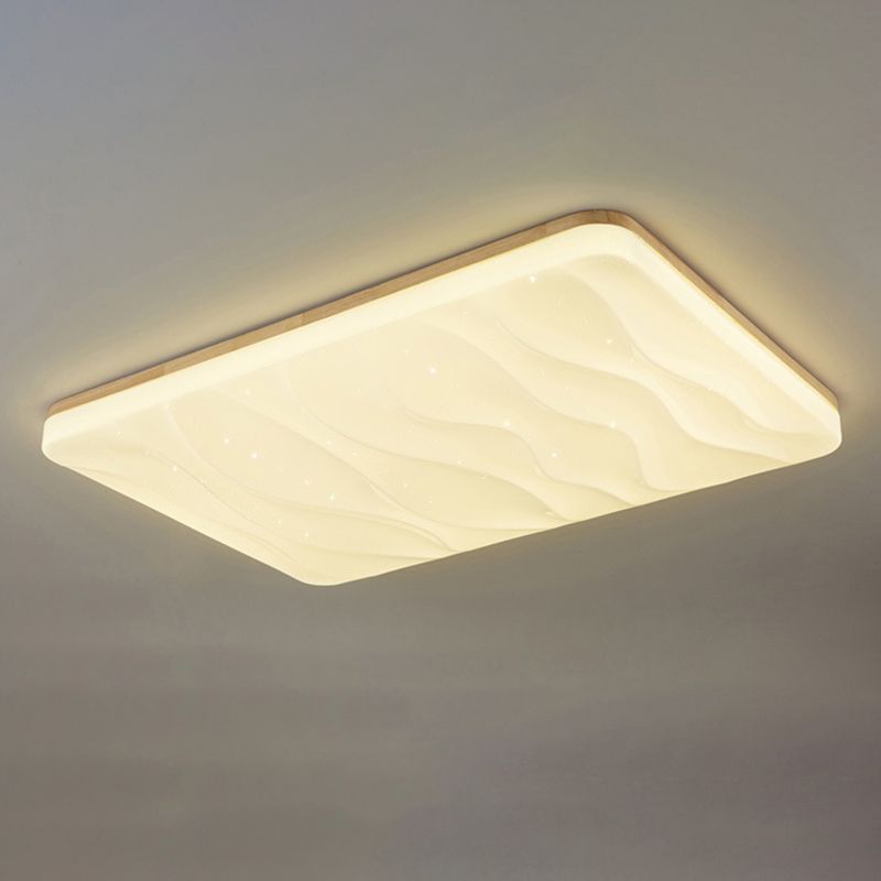 Lámpara de techo LED con forma geométrica, madera moderna, 1 luz, montaje empotrado para dormitorio, sala de estar