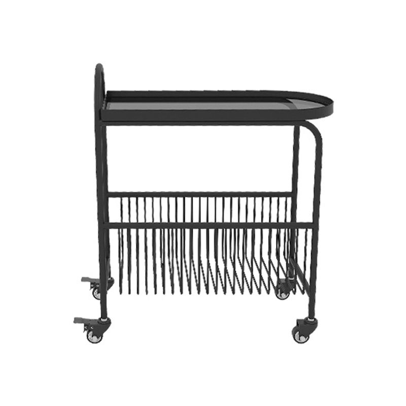 Metal and Glass Side Table Modern Bedroom End Table with Storage