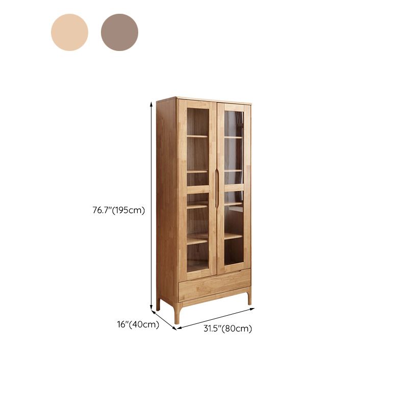 Glass Door Accent Cabinet 76.77" Tall Wood Cabinet with Drawers