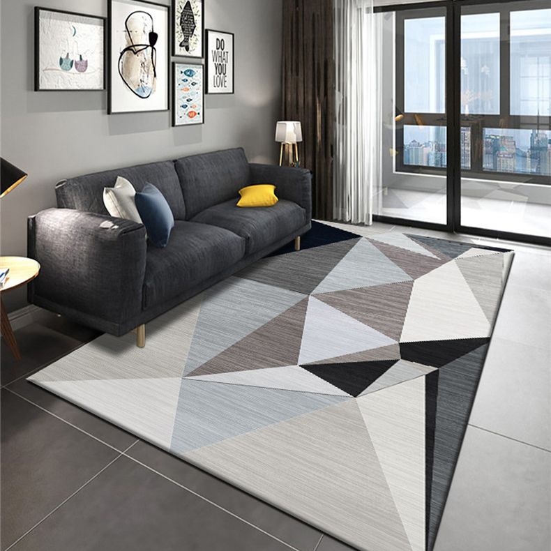 Creative Simplicity Area Rug Modern Geometric Printed Area Carpet Polyester Anti-Slip Backing Carpet for Home Decoration