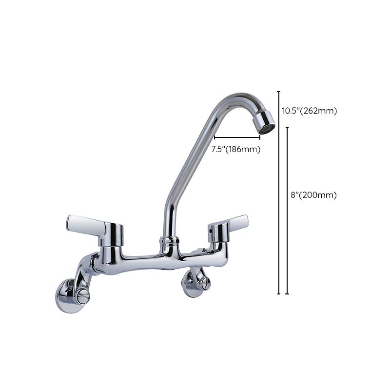 Modern Bar Faucet Brass Double Handle Wall Mounted Pot Filler Faucet