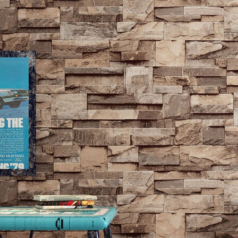 3D Print Stone Wallpaper Dark Color Brick 20.5" x 33' Non-Pasted Stain-Resistant Wall Decor