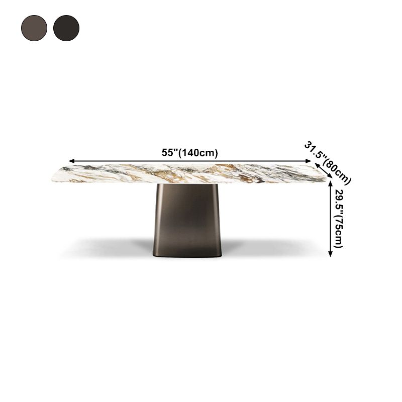 Mesa de piedra sinterizada de estilo de lujo Mesa de rectángulo de pedestal único para el hogar