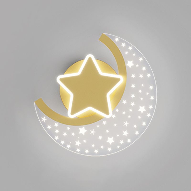 Iron and Acrylic LED Wall Light in Gold and Clear Minimalist Wall Sconce