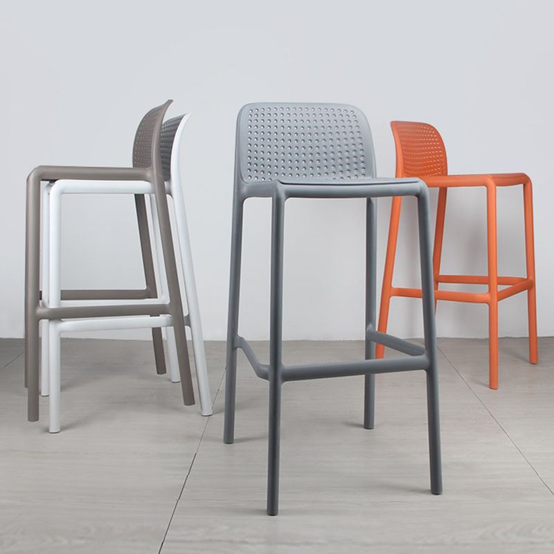 Modern Plastic Counter Stool Low Back Square Stool for Living Room
