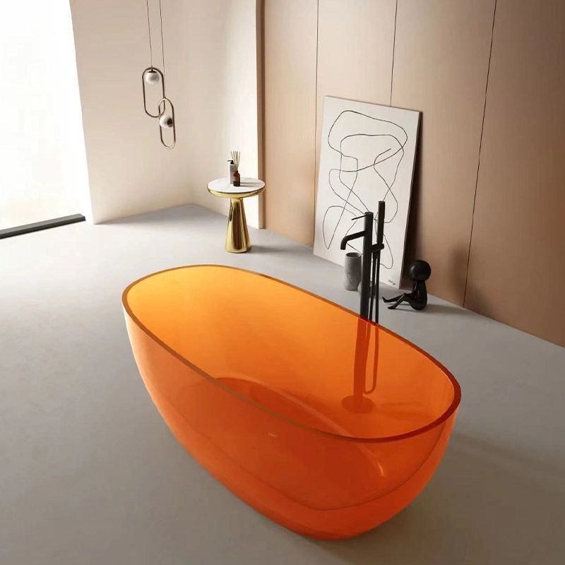 Modern Ellipse Bathtub Acrylic Freestand Soaking Bathtub with Drain Bath Tub