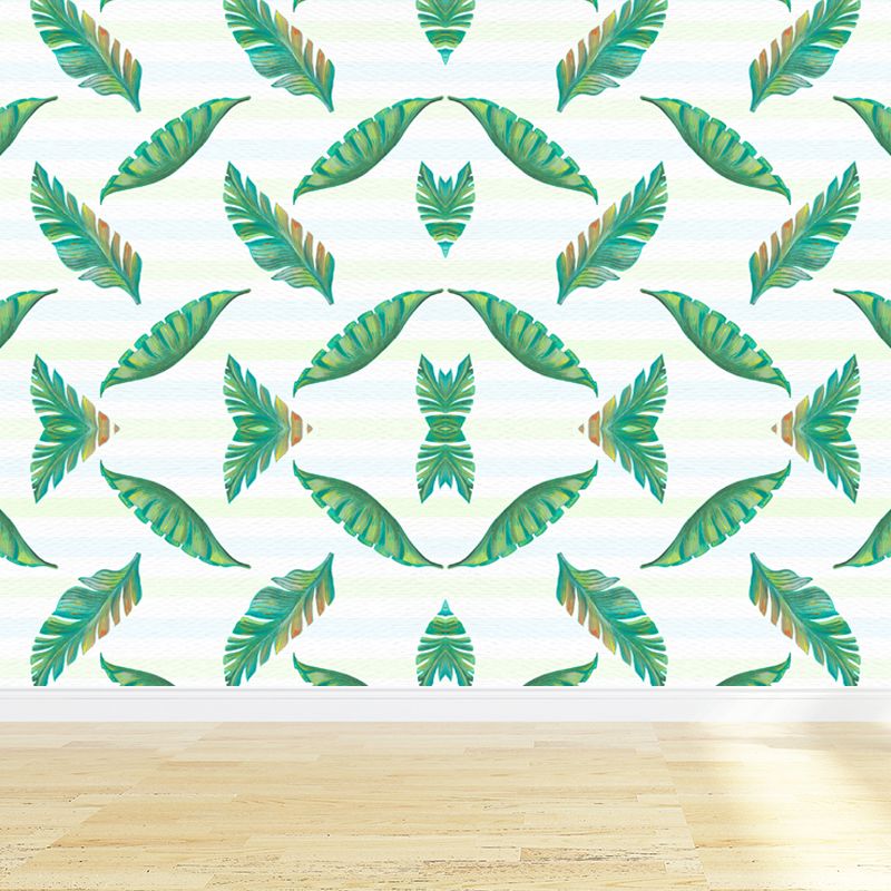 Botanical Leaves Mural Wallpaper Tropical Style Non-Woven Material Wall Covering