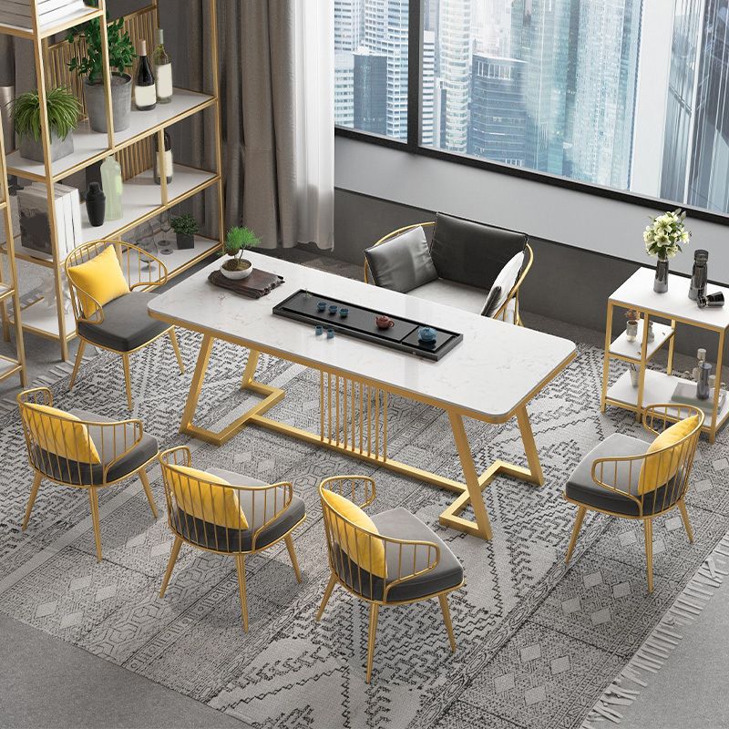 Modern 1/7 Pieces Dining Set Rectangle Stone Dining Table for Living Room Dining Room