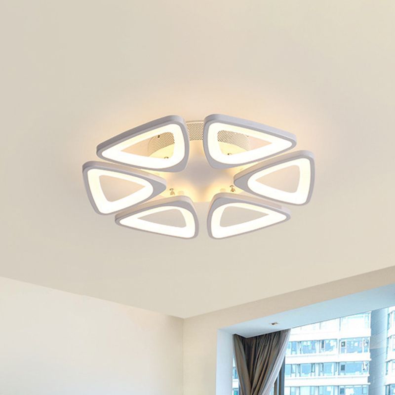 Acrylic Triangle LED 5/6/12-Head Flush Ceiling Light Simplicity 19.5"/29.5"/33.5" Wide Flush Mount in Warm/White/Natural Light