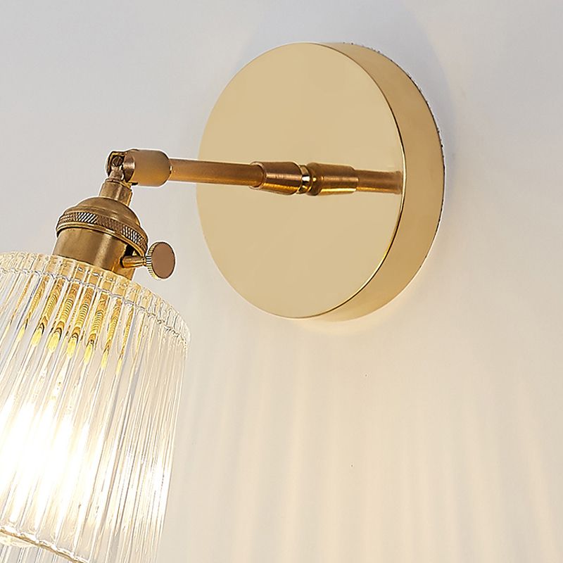 Nordic Brass Wall Light Geometric 1 Light Wall Sconce with Glass for Living Room