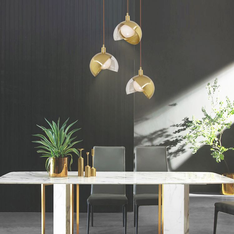 Cord Hung Pendant Ceiling Light Minimalist-Style Metal Gold Hanging Ceiling Light