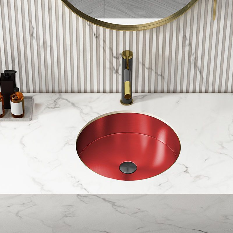 Contemporary Round Wash Stand Ceramic Metal Undermount Bathroom Sink