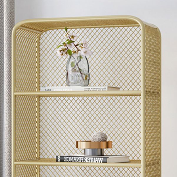 Closed Back Bookshelf Standard Metal Glam Bookcase with Shelves