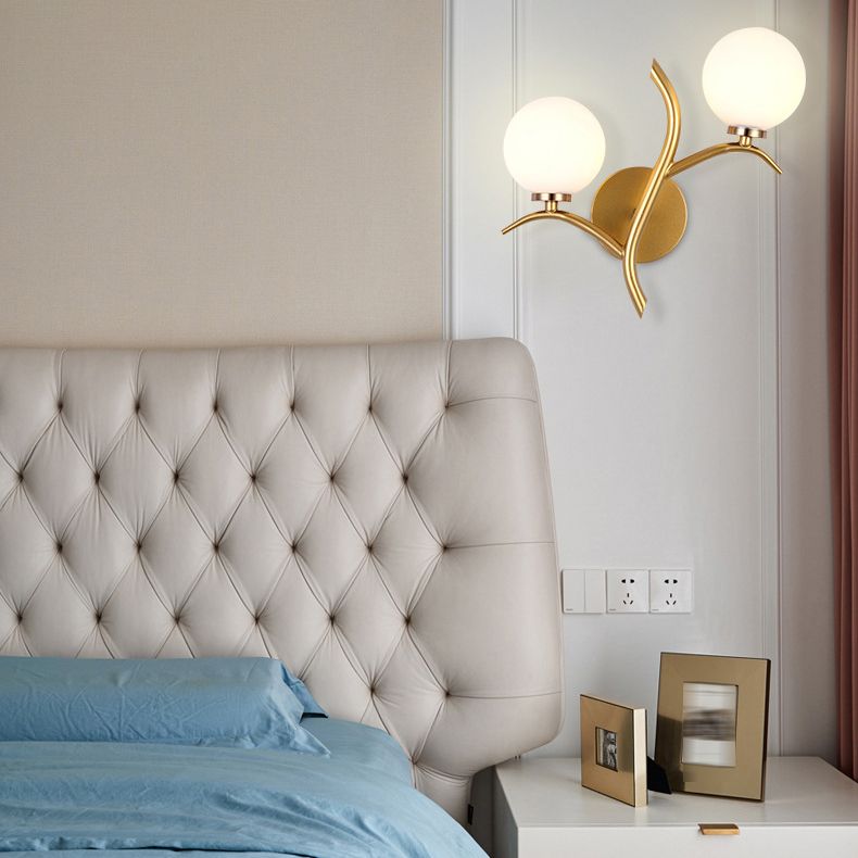 Glass Ball Shade Wall Lighting Fixtures Simple Wall Light Sconce for Bedroom