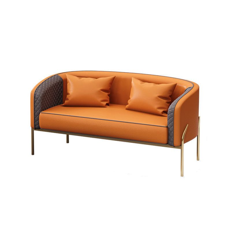 Standard Sofa 22.83" D X 27.55" H Sloped Arm Sofa with Golden Legs for Living Room