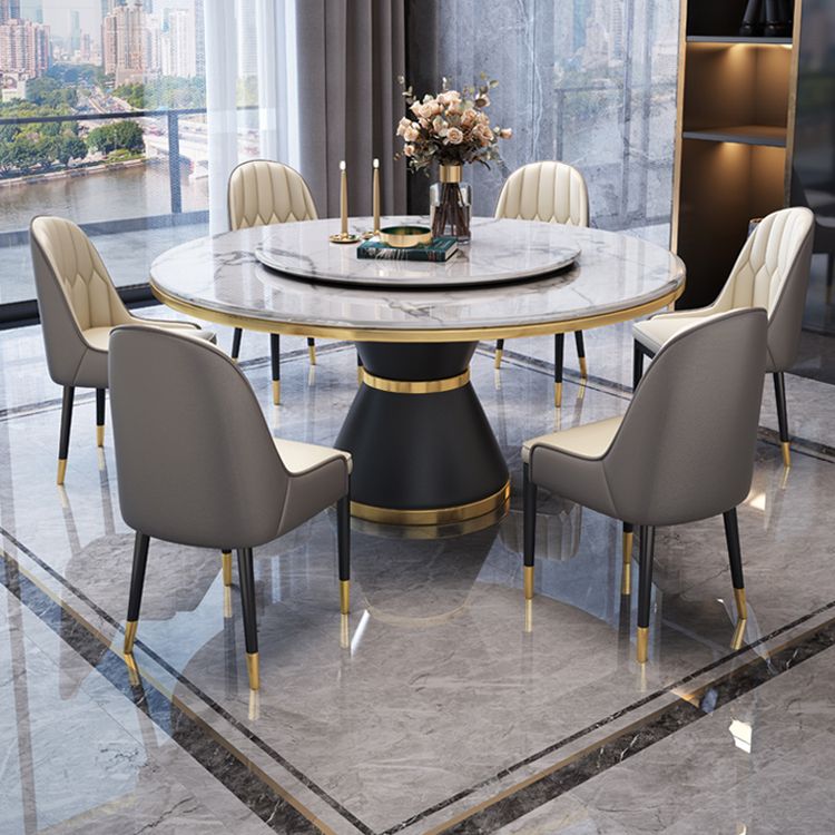 Metal Modern Style Round Dining Table Sintered Stone Table for Home Kitchen