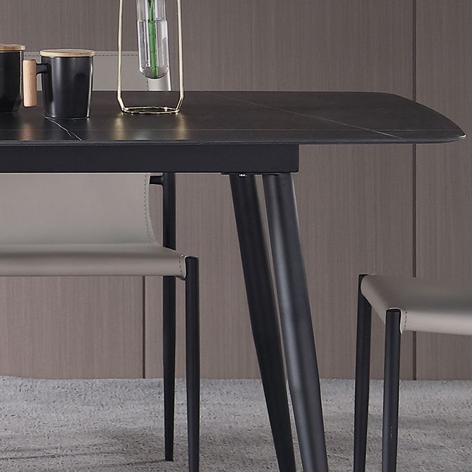 Modern Black 1/4/5/7 Pieces Dining Set Rectangle Legs Stone Indoor Dinette Set