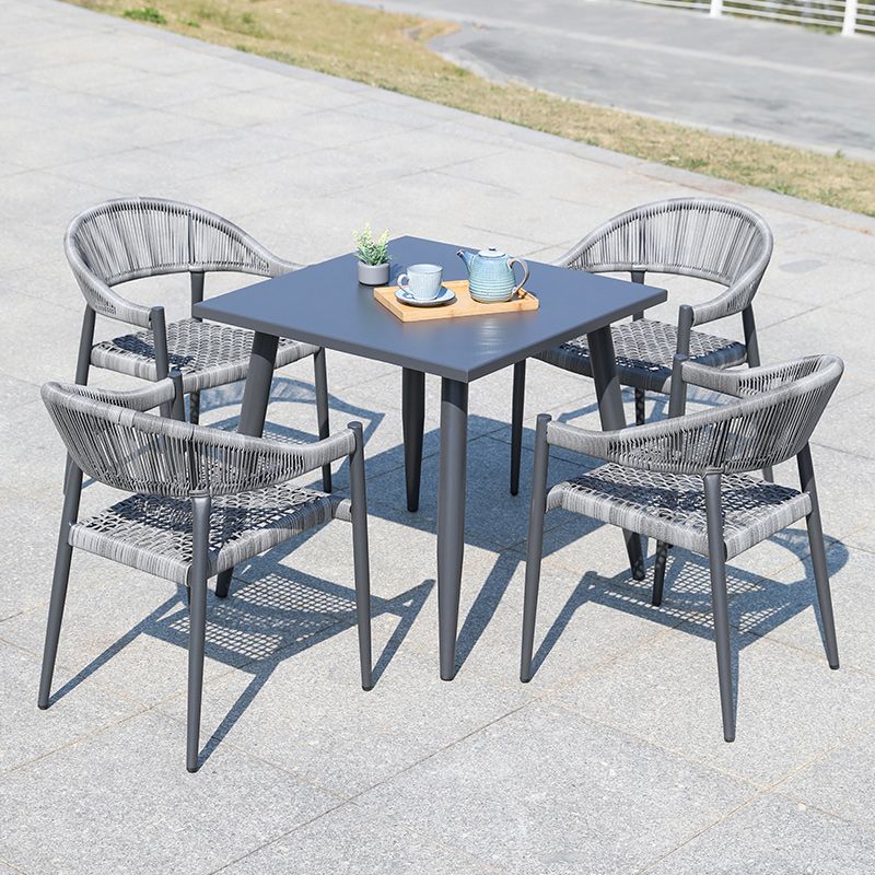 Tropical Grey Patio Dining Chair with Aluminum Base Stacking Chairs