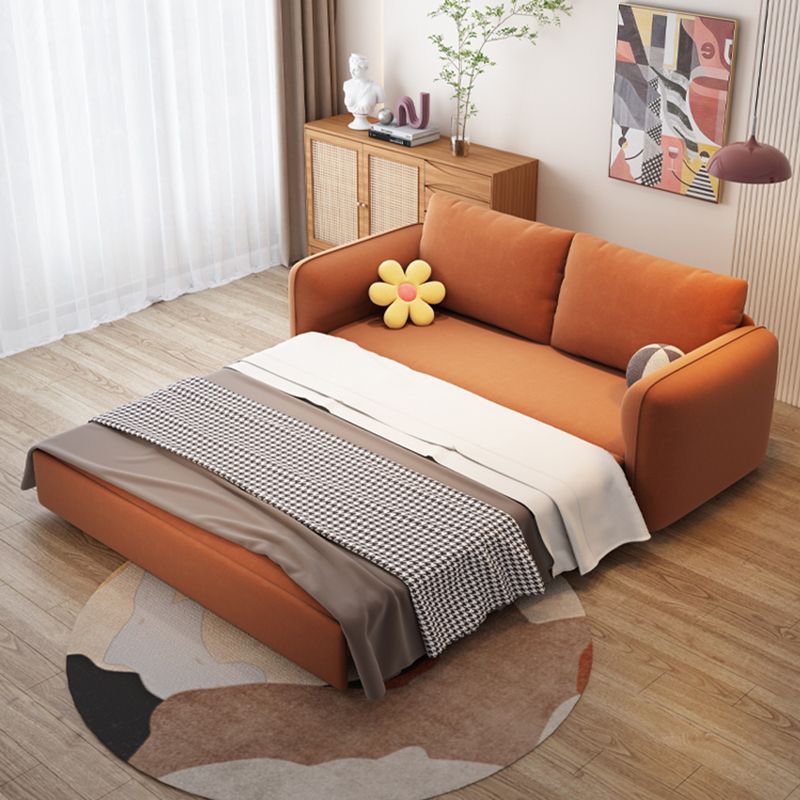 Contemporary Convertible Bed Sofa Couch with Pillows in Orange