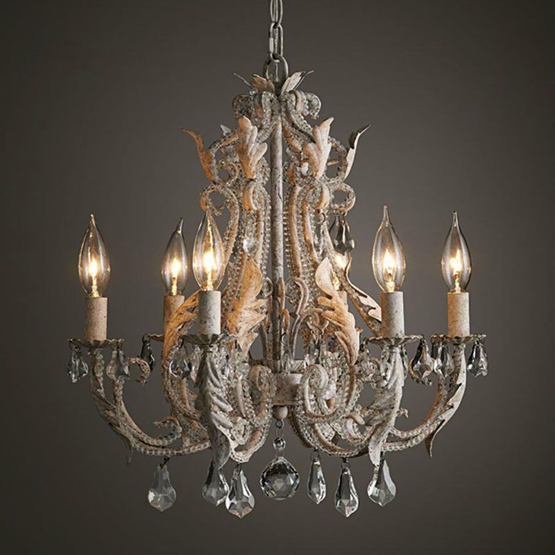 American Style Candle Chandelier Light Fixtures Multi-Head Suspension Pendant Lamps with Crystal