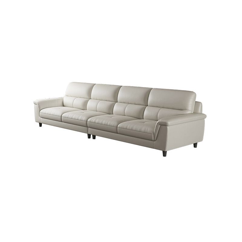 Modern Cream High Back Sofa and Chaise Pillow Top Arm Leather Sectional