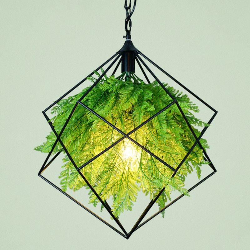 Pianta falsa verde appesa lampada industriale di musica in metallo lampada sospensione del soffitto