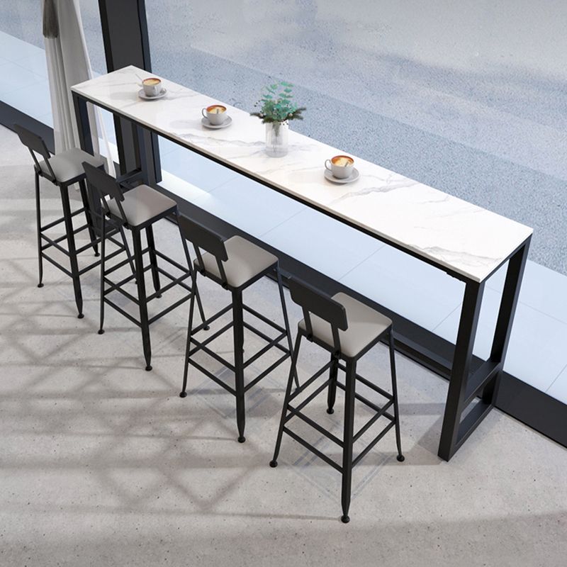 Industrial Metal Bar Stools Low Back Bar Stool with Black Legs