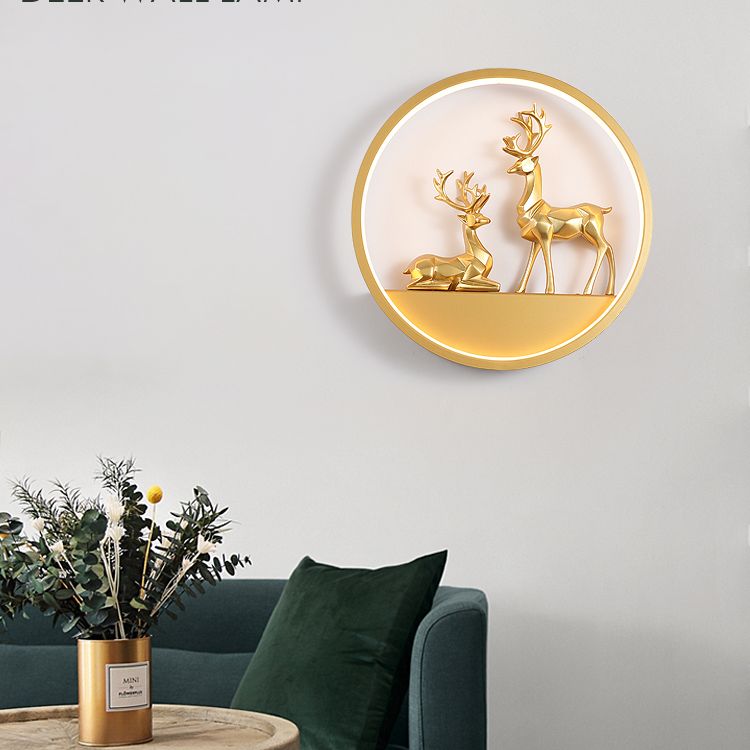 Illuminazione a parete in metallo contemporanea 1 cerchio di luce per la camera da letto
