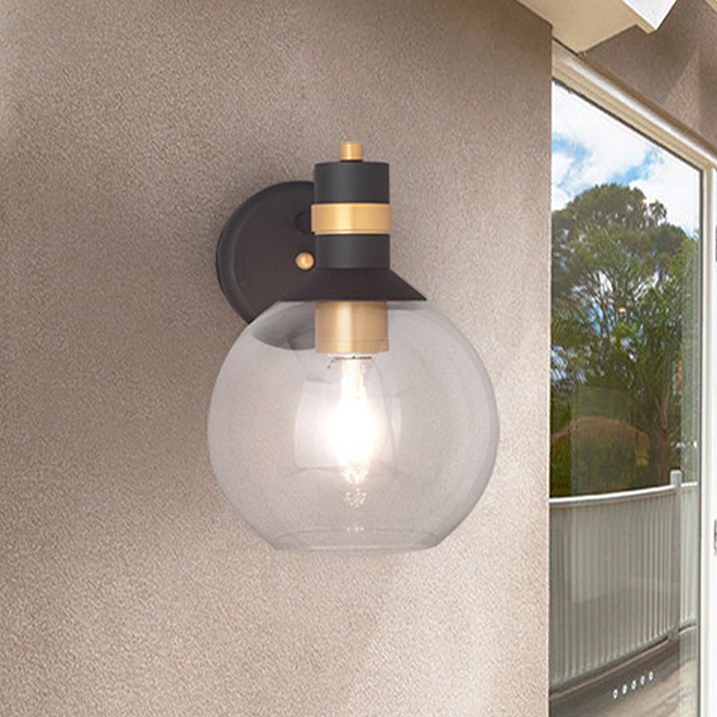 Cilindro de iluminación de pared de pared negra de vidrio transparente/semicírculo/lámpara industrial cuadrada de 1 luz, 6 "/8" de ancho