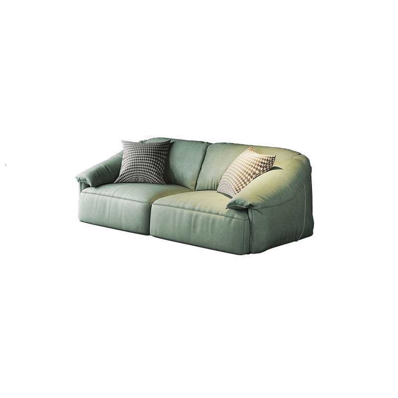 Stationary Stain Resistant Faux Leather Tuxedo Arm Cushions Green Sofa