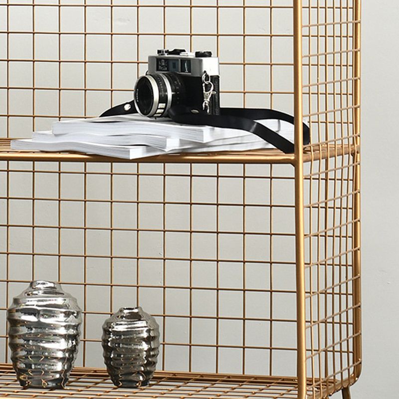 Modern Metal Bookshelf Standard Closed Back Bookcase in Burnish