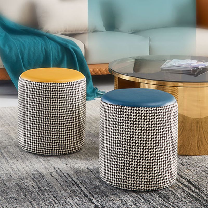 Modern Contrast Color Boucle Pouf Cylinder Shape Cotton Scratch Fool Stool Ottoman