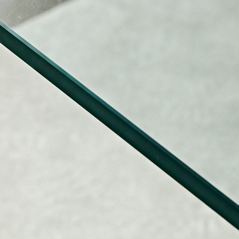Contemporary Glass Square Side Table Sled End Table with Shelf
