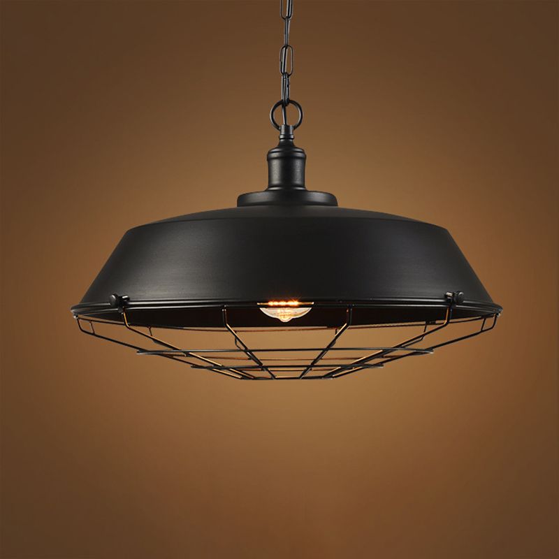 1 leichte Anhänger Leichte industrielle Retro -Schatten -Schatten -Metall -Hang -Lampe mit Grill für Esszimmer