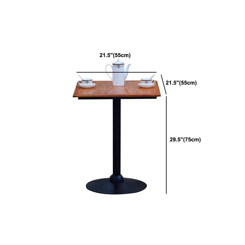 Industrial Solid Wood Bar Table Brown Bistro Table with Black Metal Pedestal