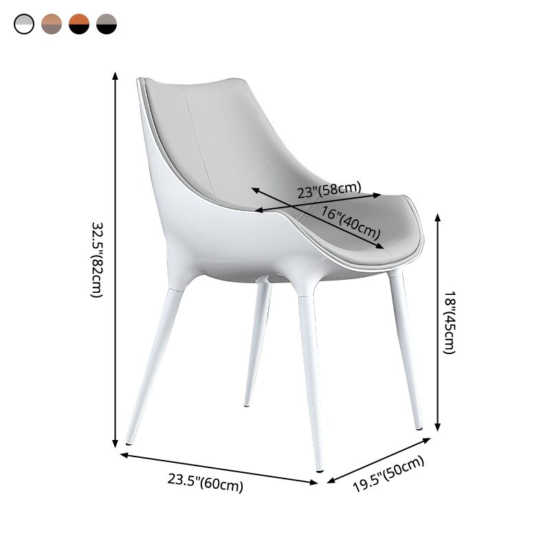 Silla de comedor tapizada de metal con respaldo sólido interior de estilo moderno